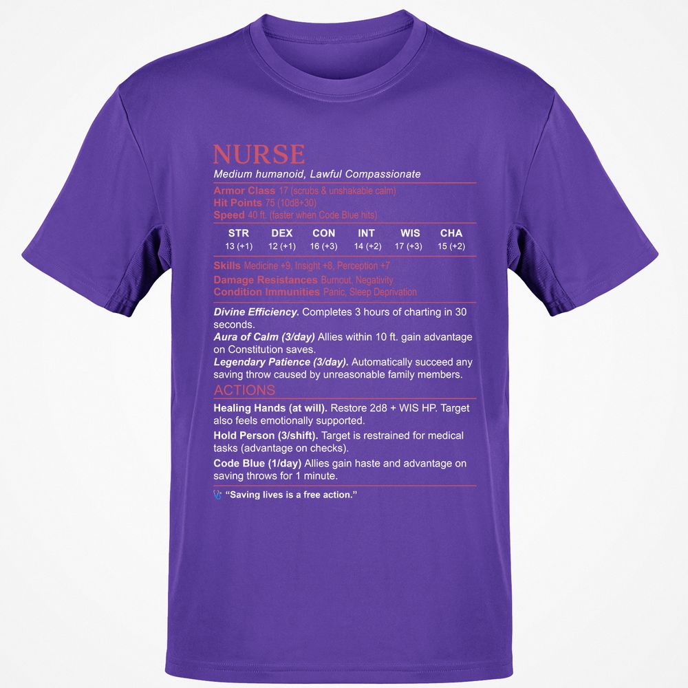Nurse Stats 3 Classic Unisex T-Shirt - Purple - 9