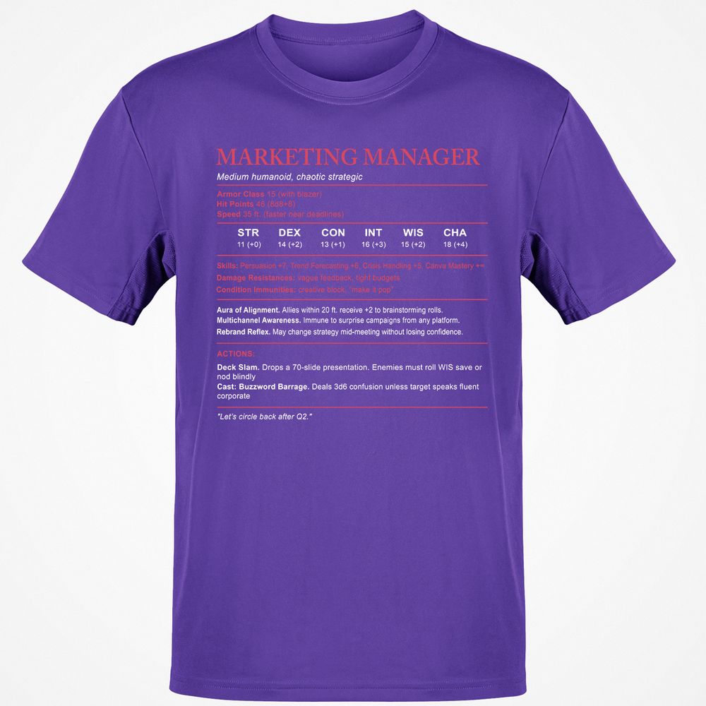 Marketing Manager Stats Classic Unisex T-Shirt - Purple - 9