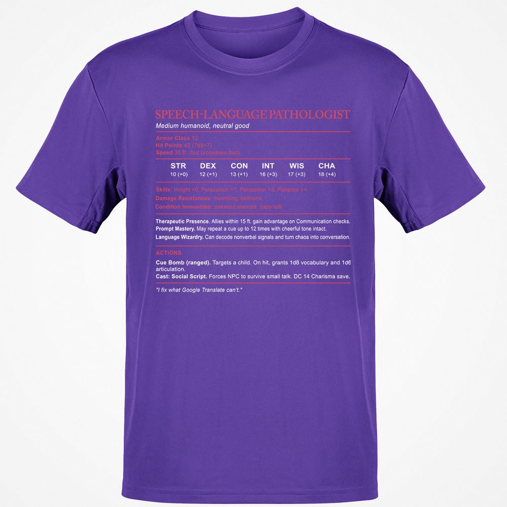 Speech Language Pathologist Stats Classic Unisex T-Shirt - Purple - 9