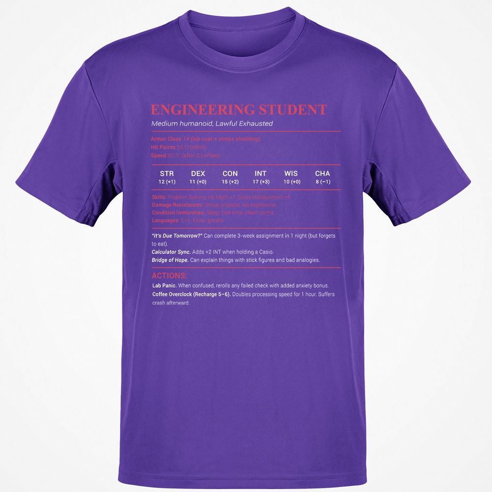 Engineering Student Classic Unisex T-Shirt - Purple - 9