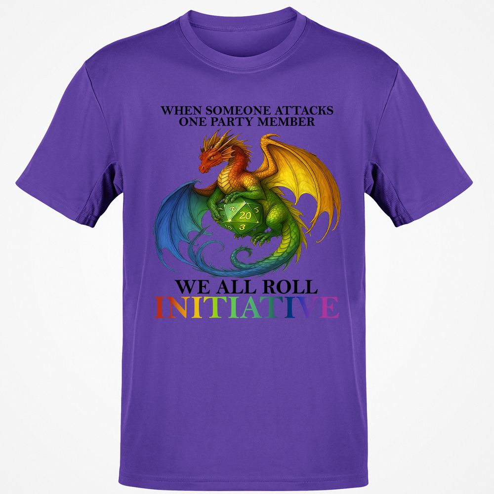 Dragon We All Roll For Initiative Classic Unisex T-Shirt - Purple - 9
