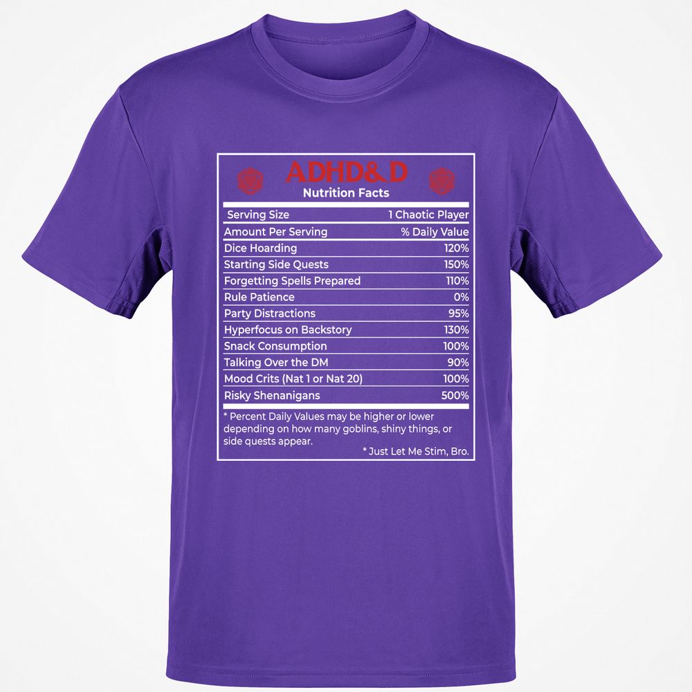 ADHD&D Nutrition Facts Classic Unisex T-Shirt - Purple - 9