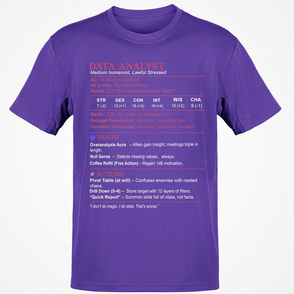 Data Analyst Stats Classic Unisex T-Shirt - Purple - 9