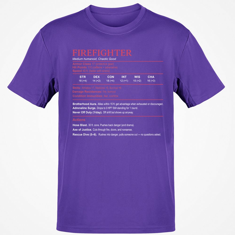 Firefighter Stats Classic Unisex T-Shirt - Purple - 9