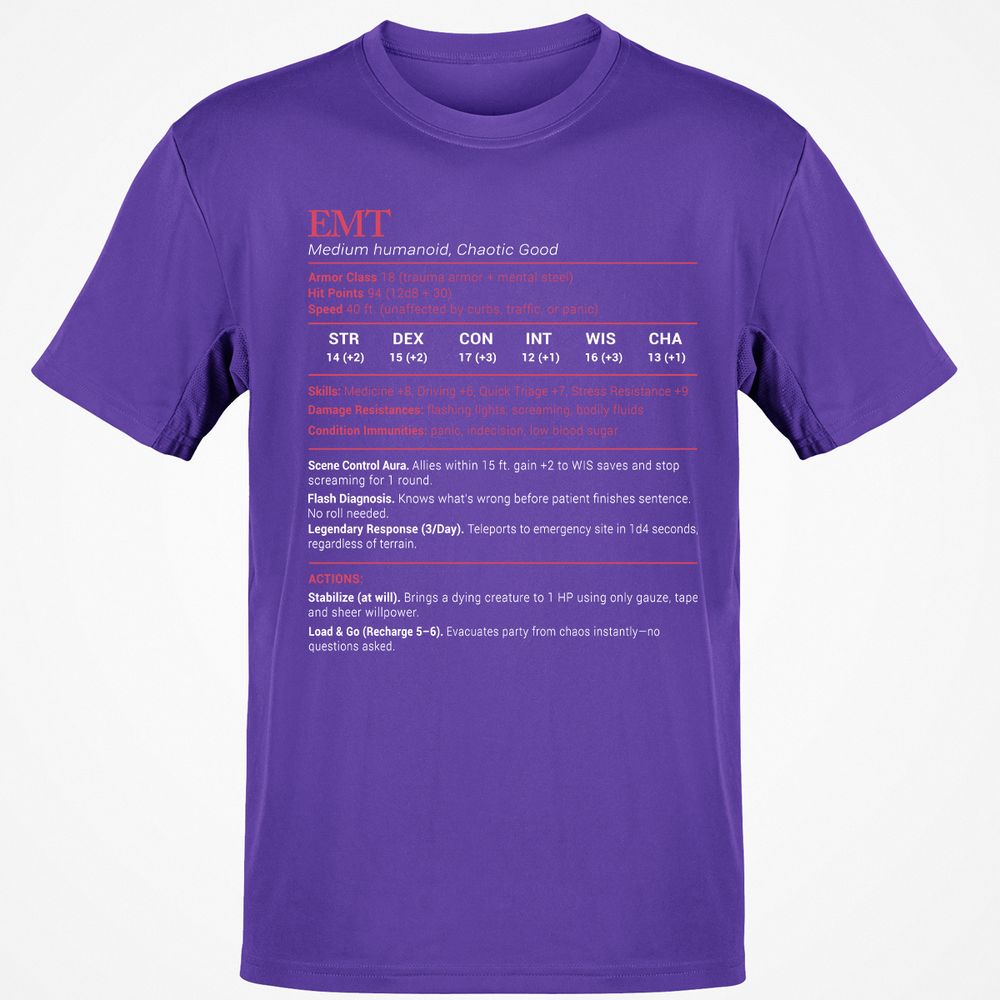 EMT Stats Classic Unisex T-Shirt - Purple - 9