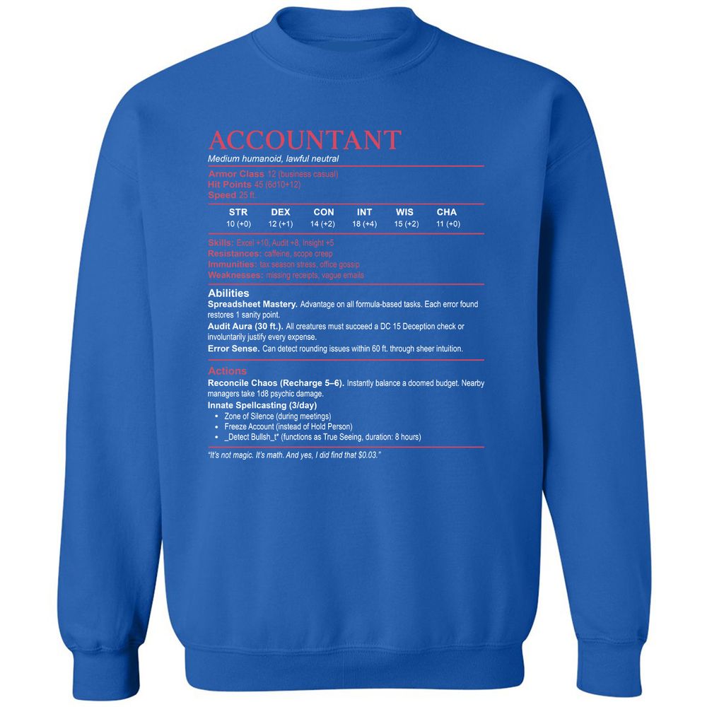 Accountant Stats Classic Unisex Sweatshirt - Royal - 9