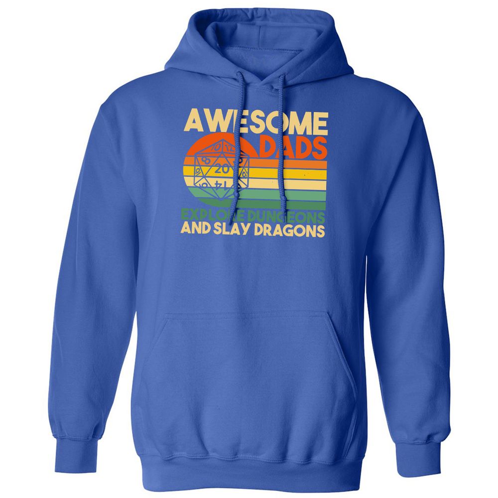 Awesome Dad Explore Dungeons Slay Dragons Classic Unisex Hoodie - Royal - 9
