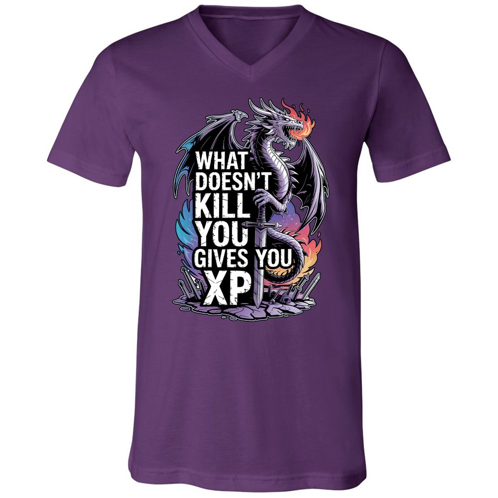 What Doesn't Kill You Dragon Unisex V-Neck T-Shirt - Team Purple - 9