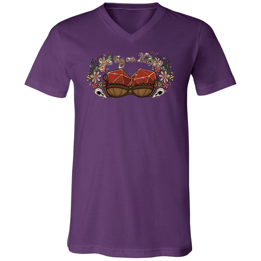 Yes They're Natural Unisex V-Neck T-Shirt - Team Purple - 9