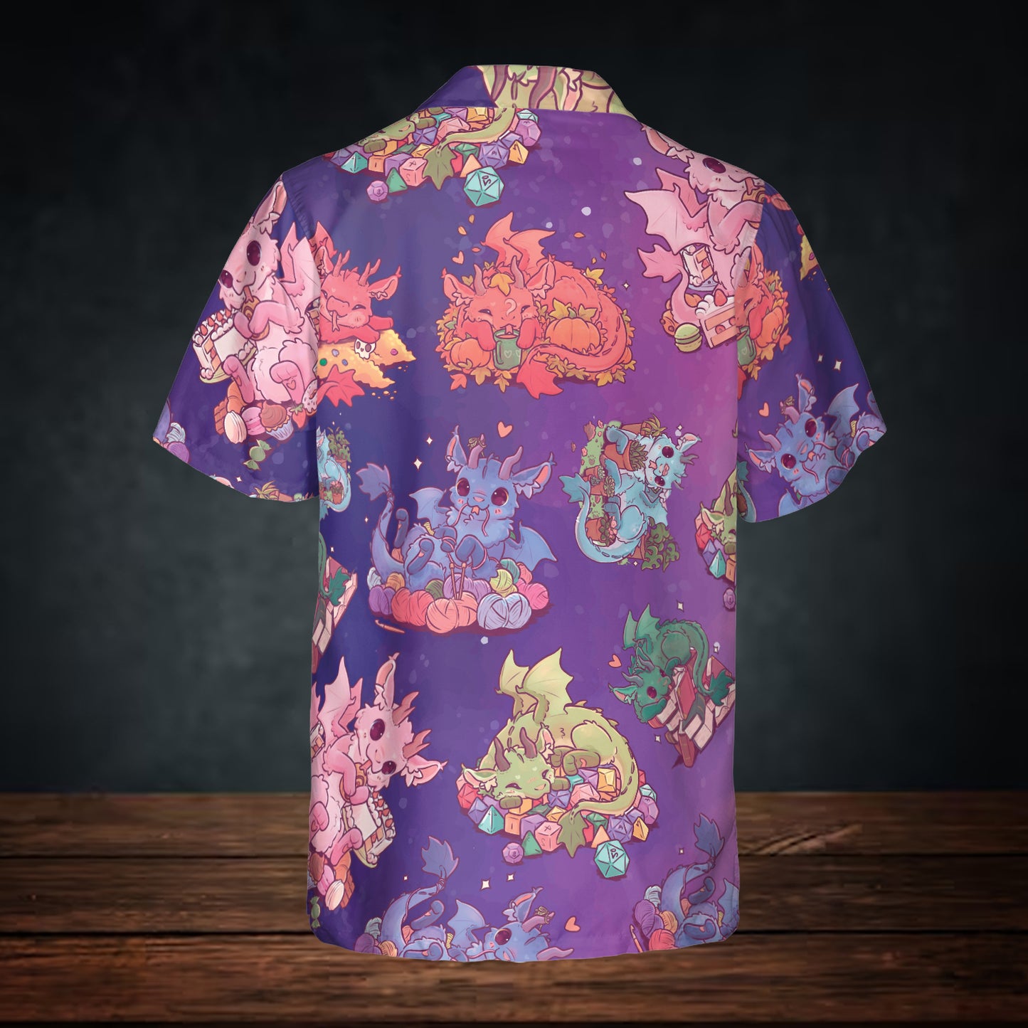 Dragon Hoard Shirt – Cute Fantasy Dragon with Yarn Button Down Shirt