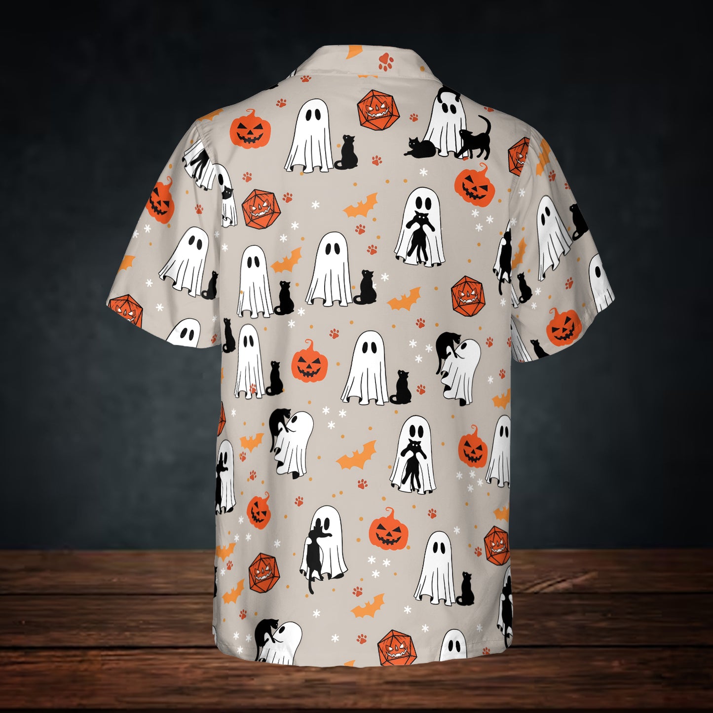 Ghosts, Cats & Pumpkin Dice Button Down Shirt
