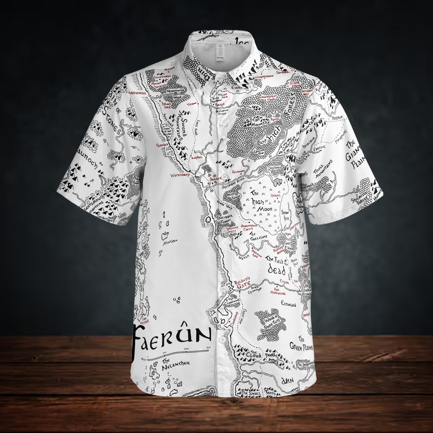 Tolkien Inspired Map of Faerun Button Down Shirt