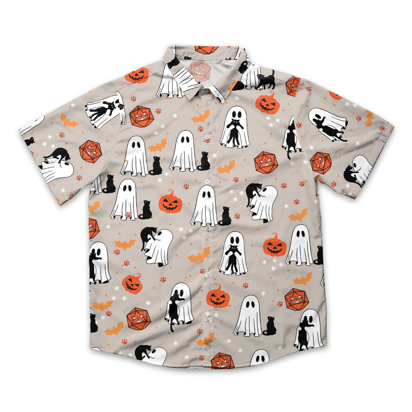 Ghosts, Cats & Pumpkin Dice Button Down Shirt