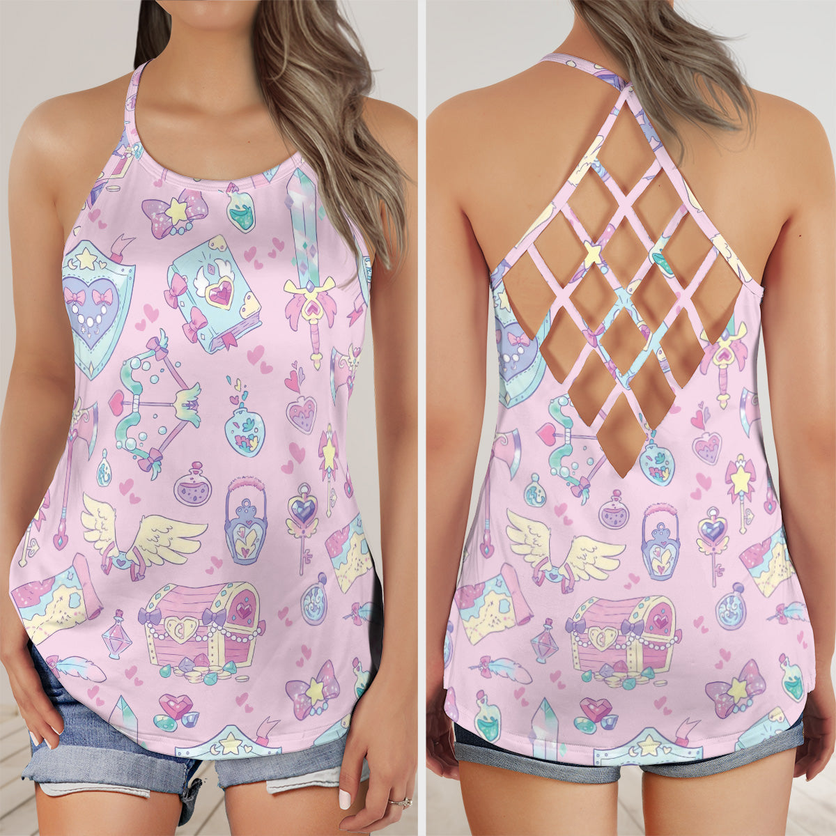 Cute Loot RPG Criss Cross Tank Top