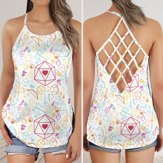Dice Heart RPG Criss Cross Tank Top