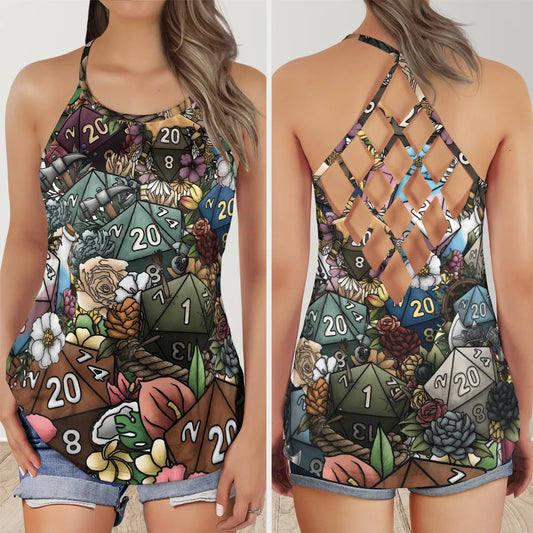 Flower Dice Criss Cross Tank Top