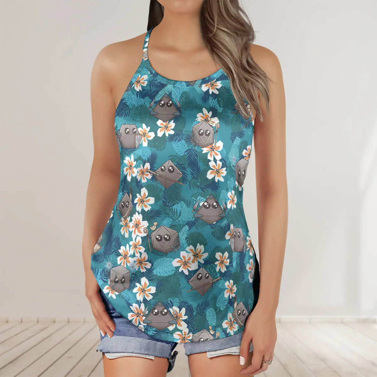 Kawaii Dice Criss Cross Tank Top
