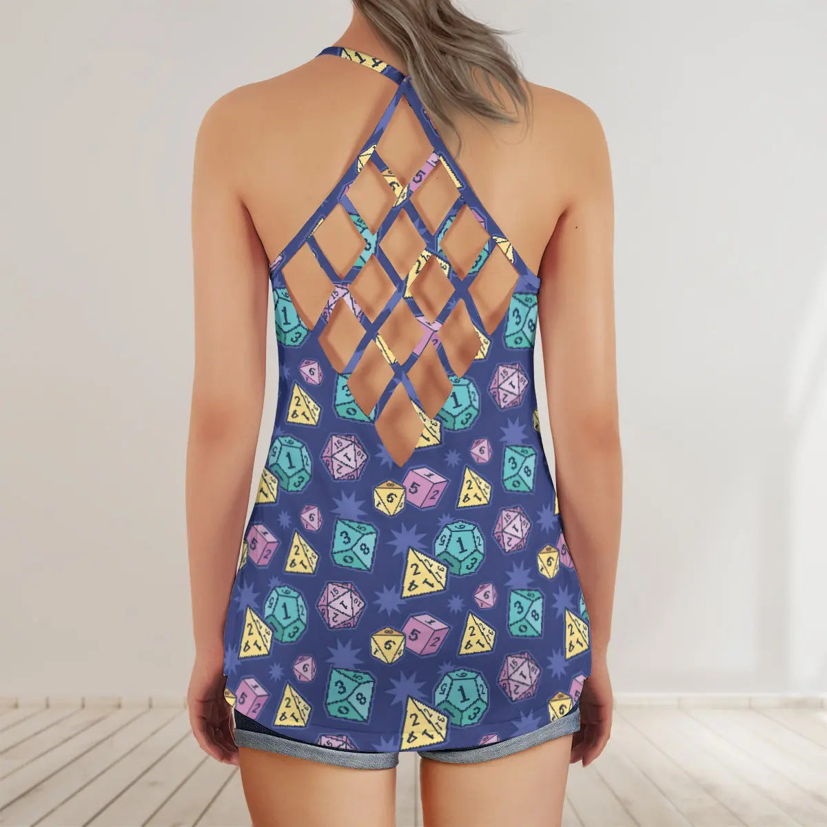 Pixel Dice Criss Cross Tank Top