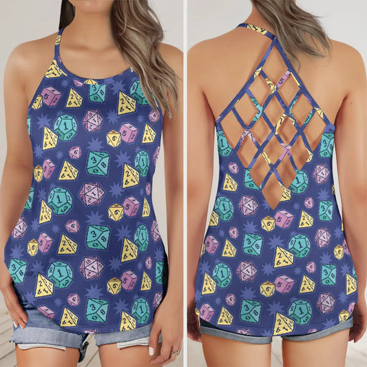 Pixel Dice Criss Cross Tank Top