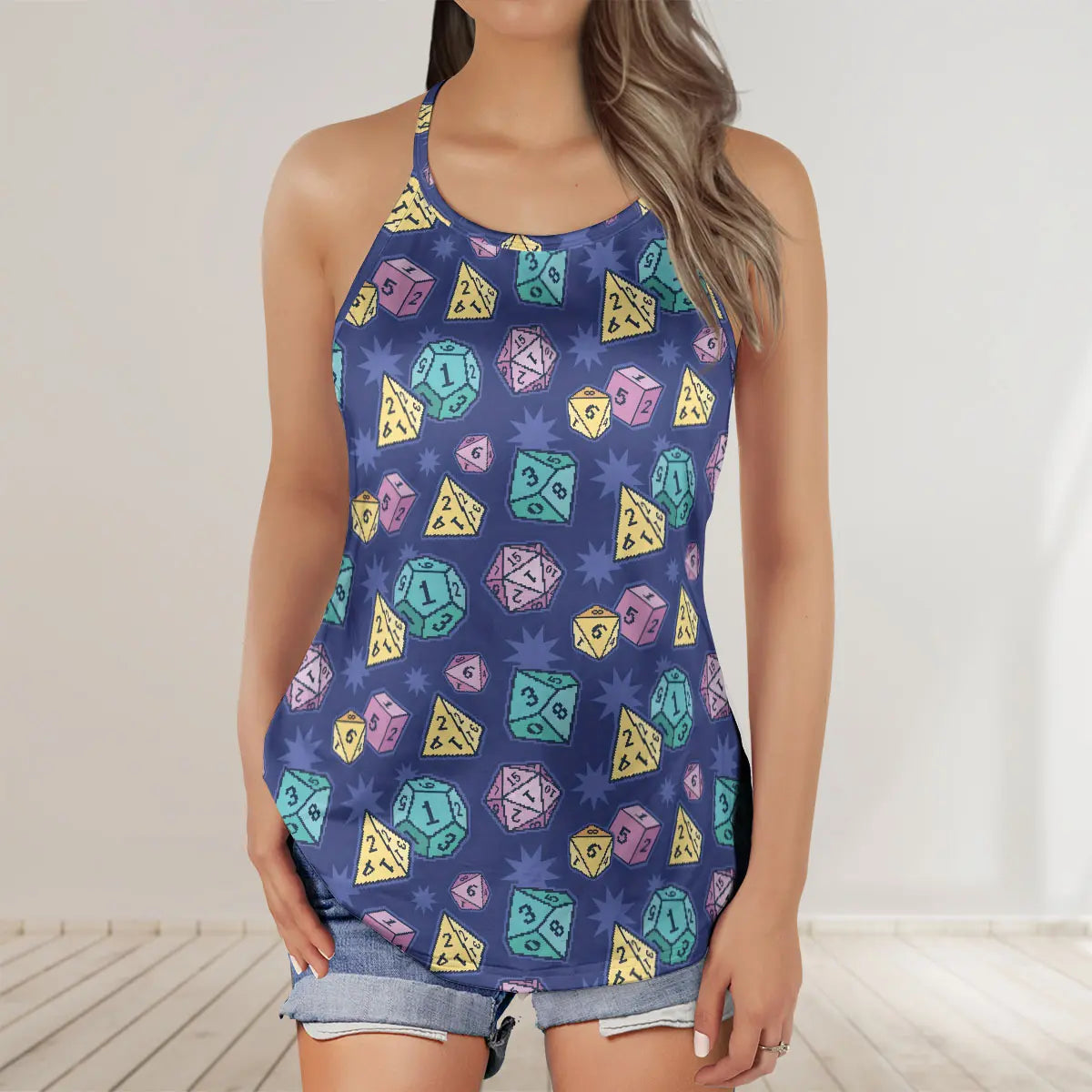 Pixel Dice Criss Cross Tank Top