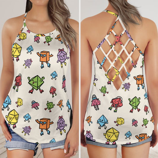 Rollerskating Dice Criss Cross Tank Top