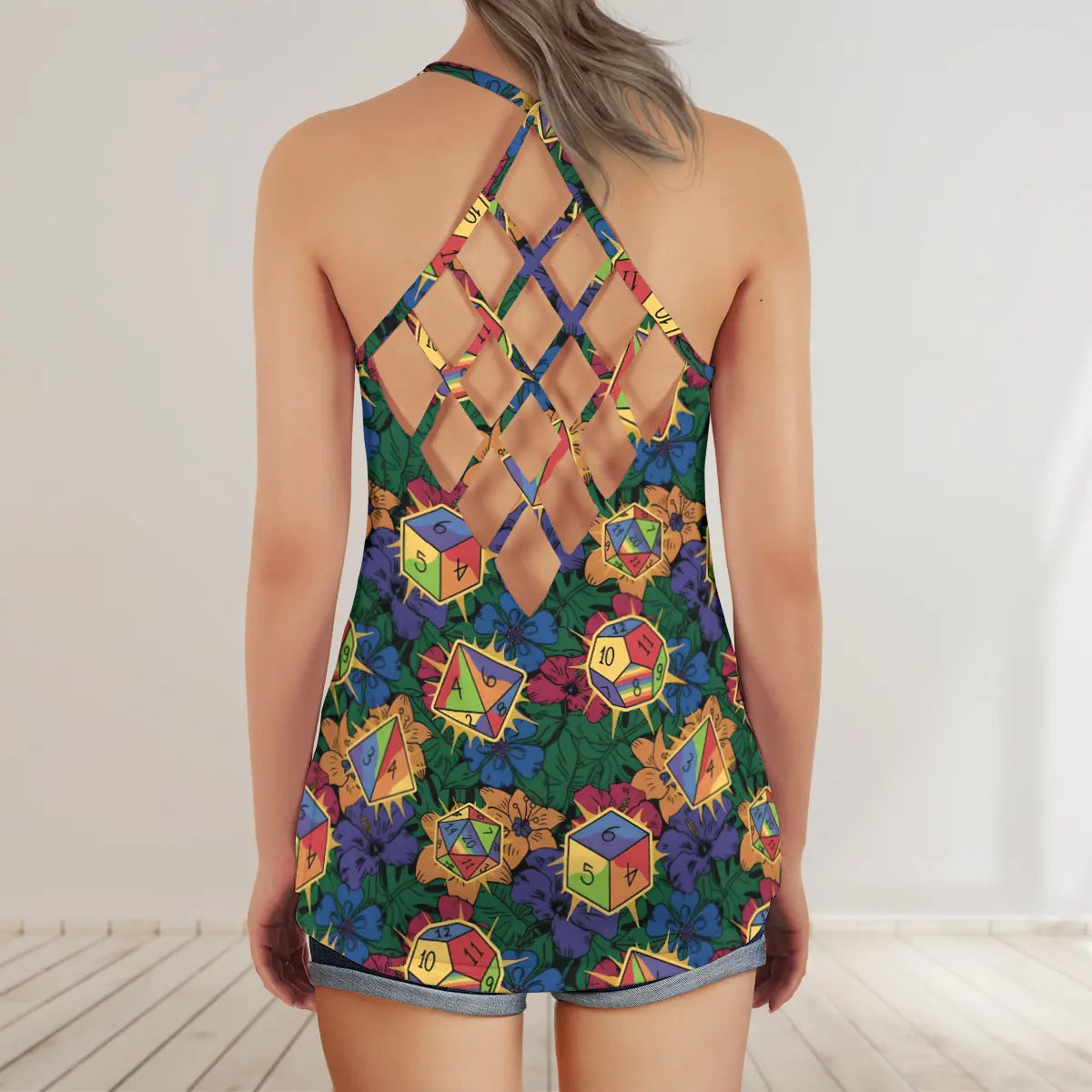 Rainbow Dice Criss Cross Tank Top