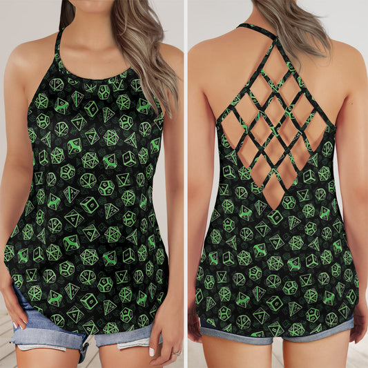 Green Dice Set Criss Cross Tank Top