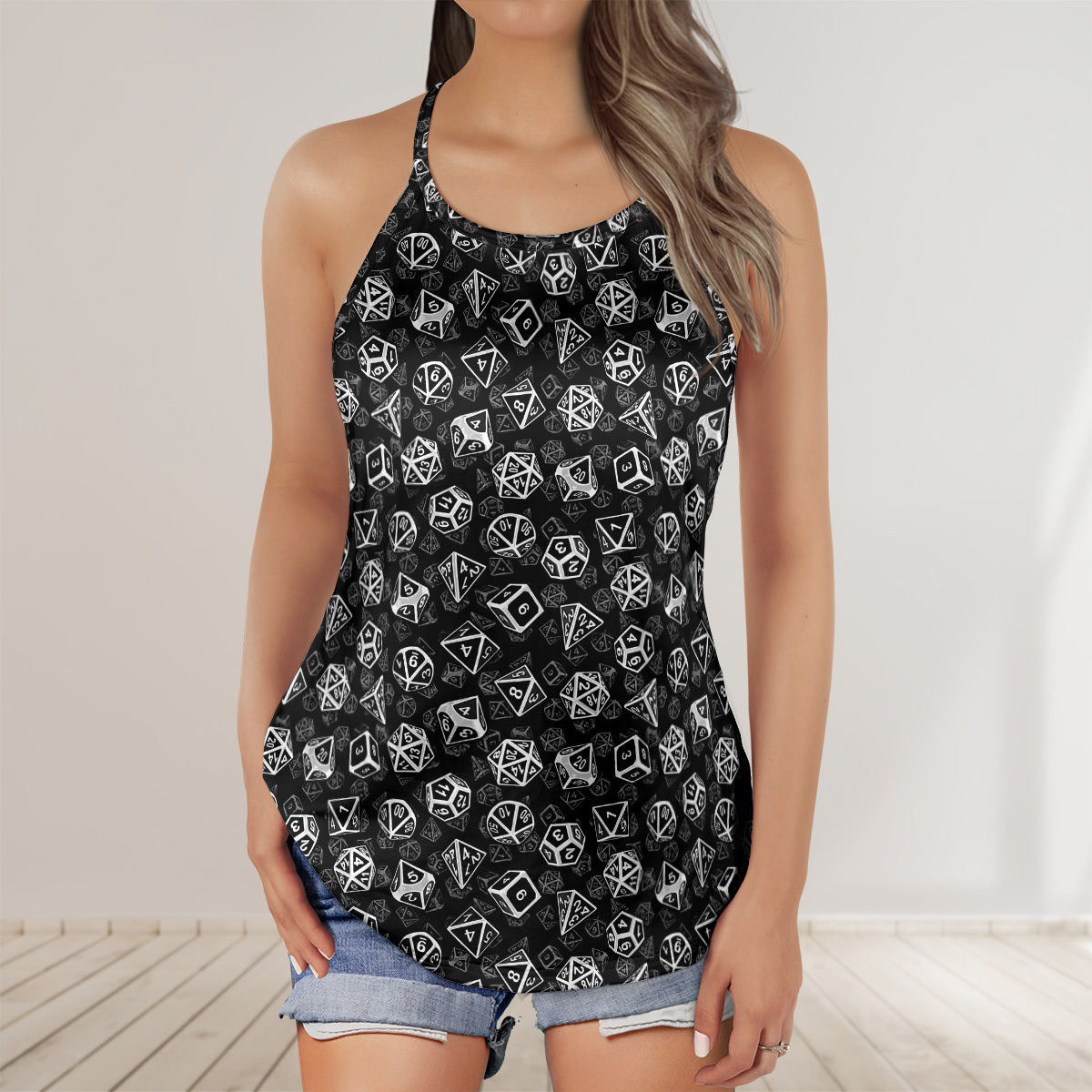 White Dice Set Criss Cross Tank Top