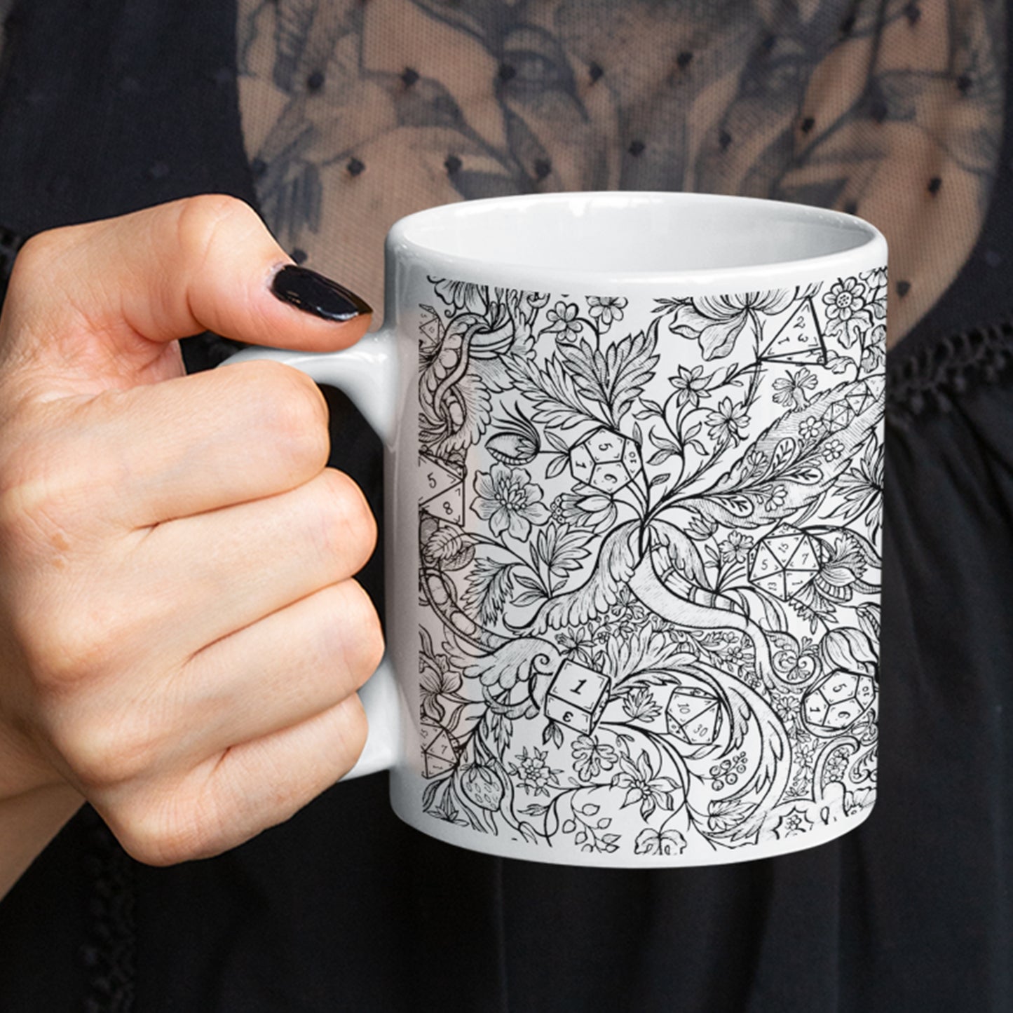 Fantasy Flower Dice Ceramic Mug