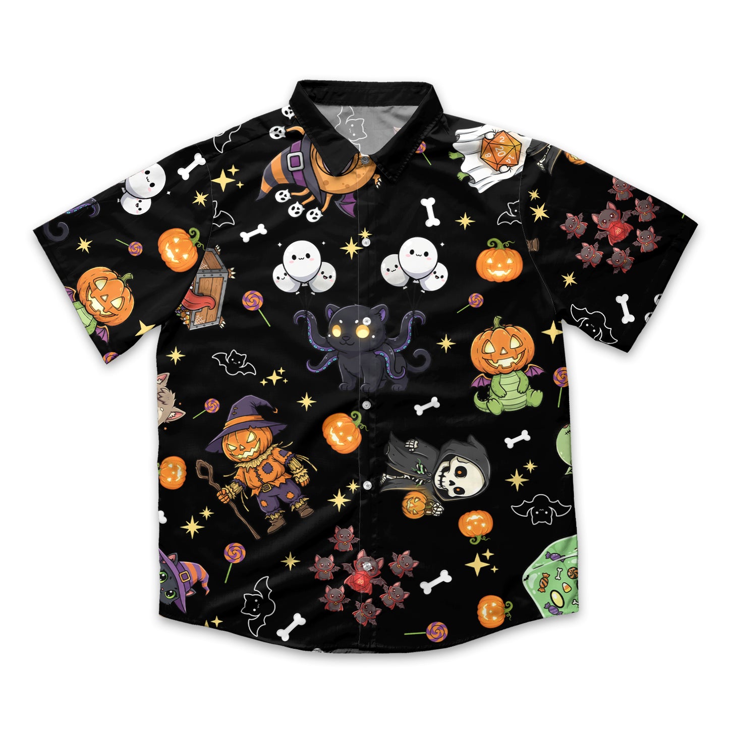 Cute Halloween DnD Monsters Button Down Shirt
