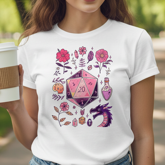 Mystic D20 Floral Dice Art Classic Unisex T-Shirt