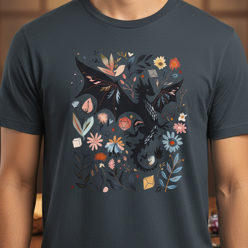 Floral DnD Dragon Classic Unisex T-Shirt