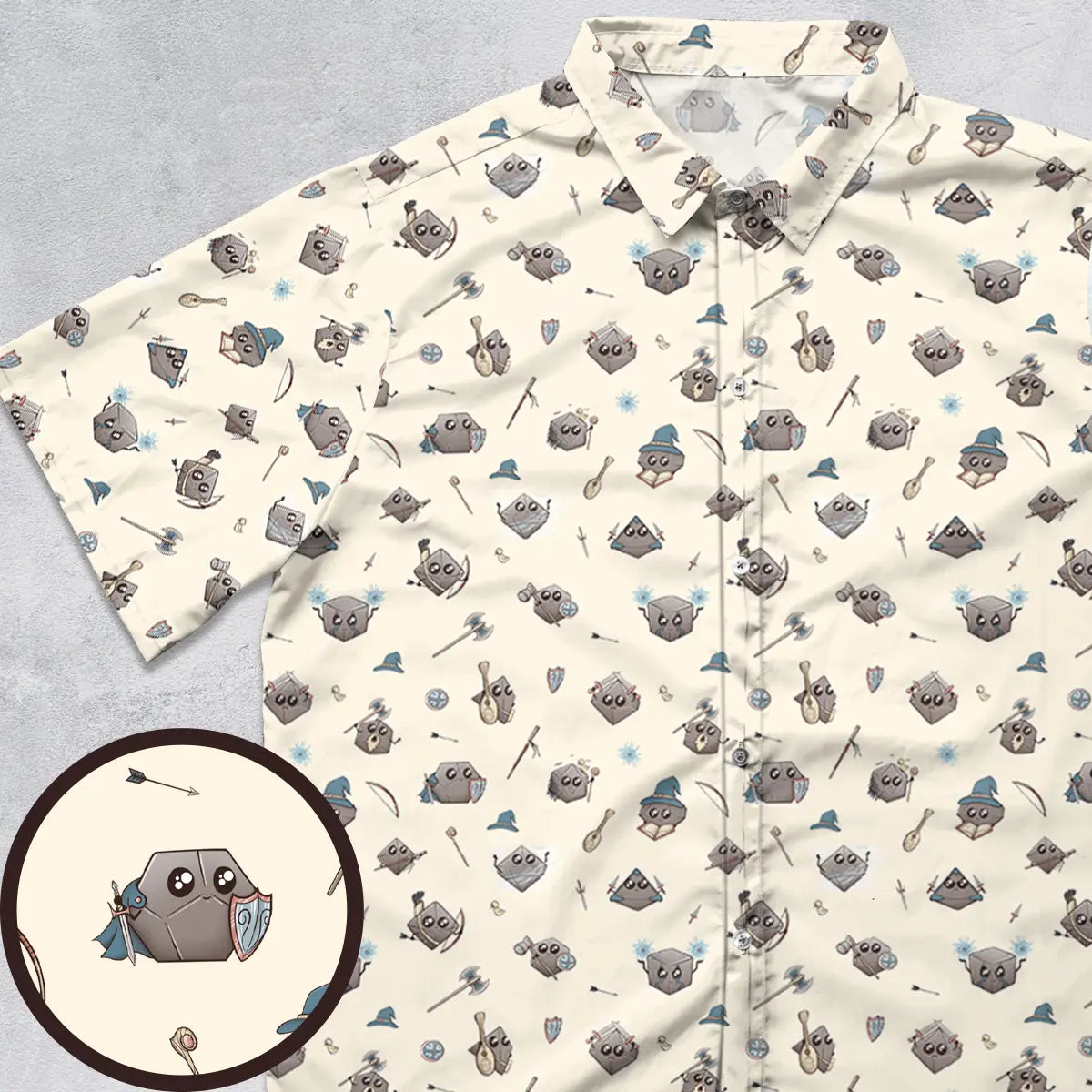 Classic Kawaii Dice Button Down Shirt