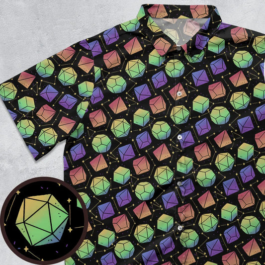 Rainbow Galaxy Dice Button Down Shirt