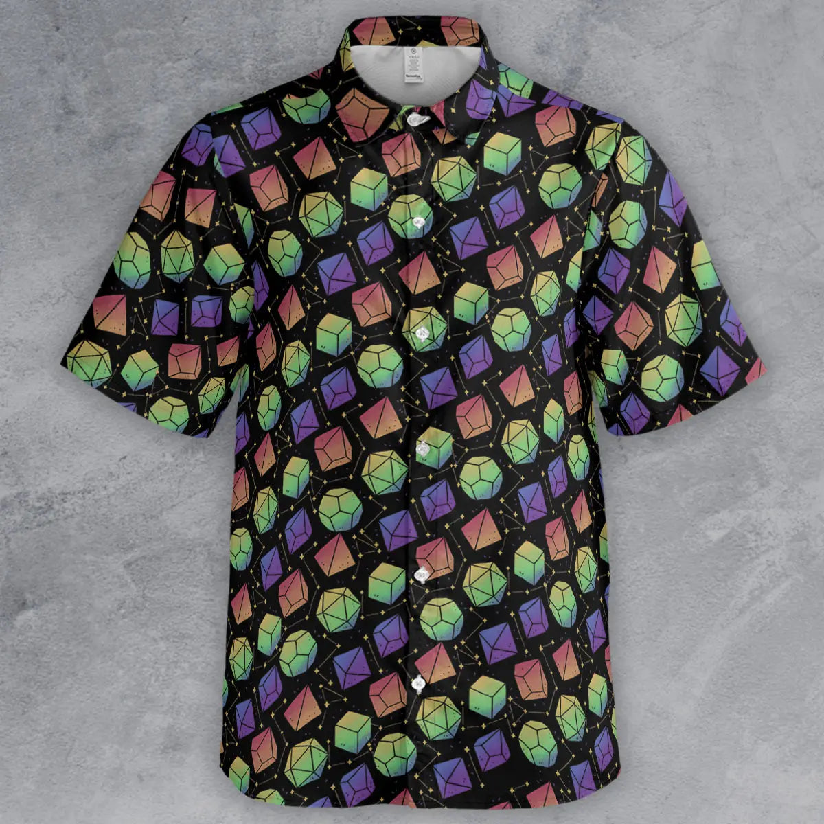 Rainbow Galaxy Dice Button Down Shirt