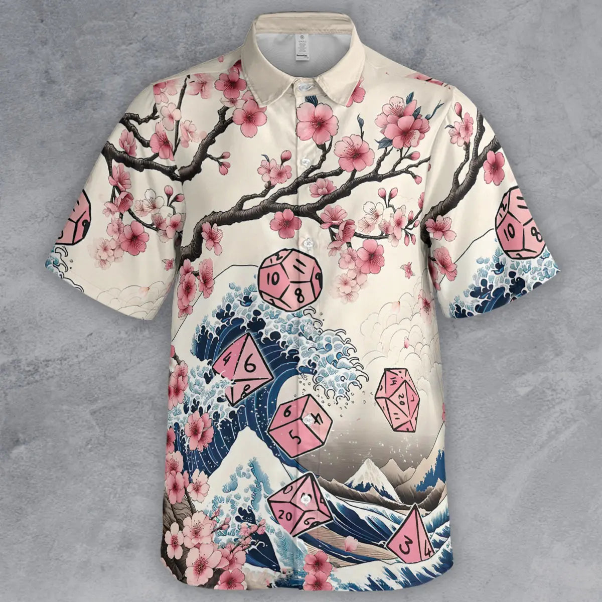Pink Flower Dice Button Down Shirt