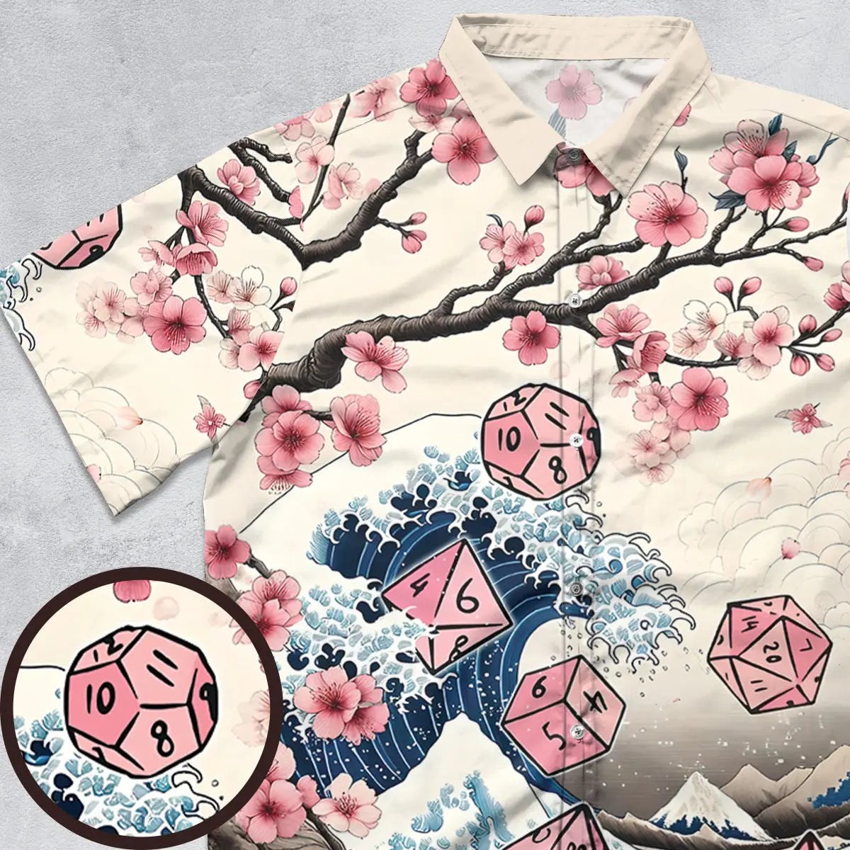 Pink Flower Dice Button Down Shirt