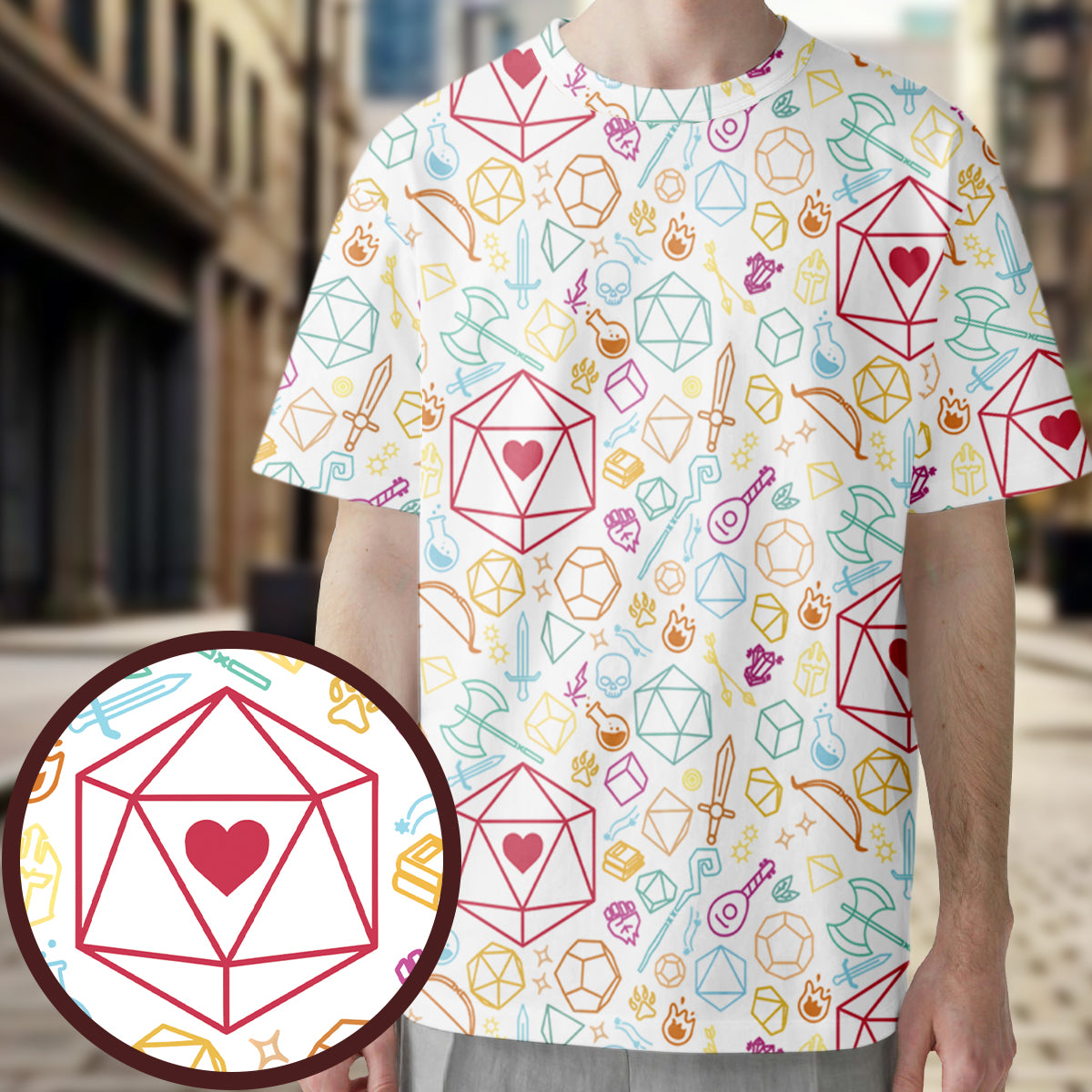 Dice Heart RPG All-Over Print Unisex T-Shirt