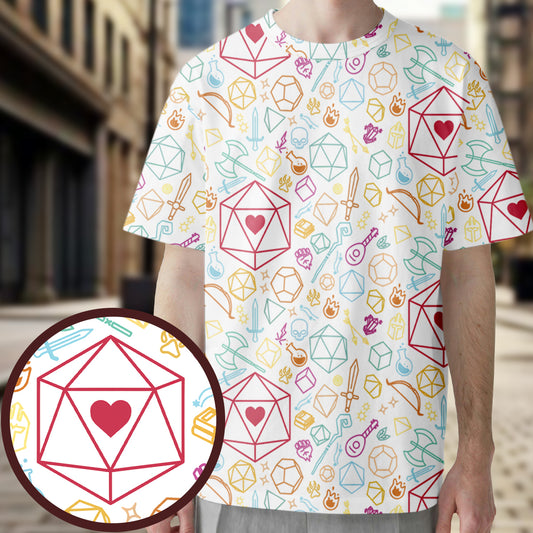 Dice Heart RPG All-Over Print Unisex T-Shirt