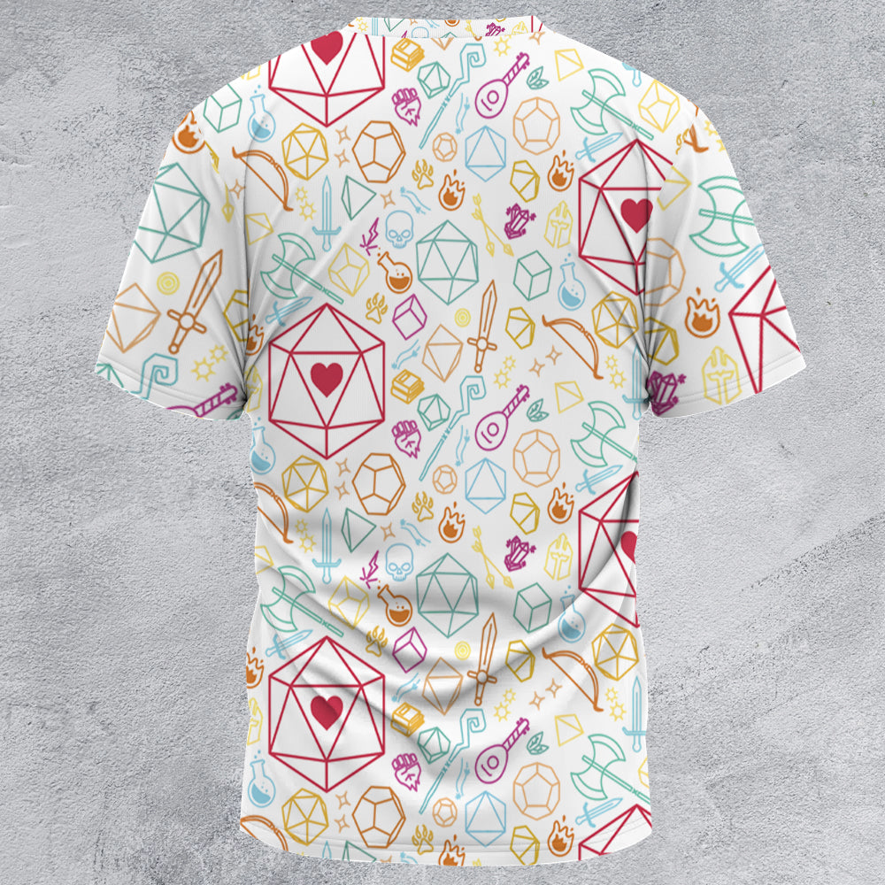 Dice Heart RPG All-Over Print Unisex T-Shirt