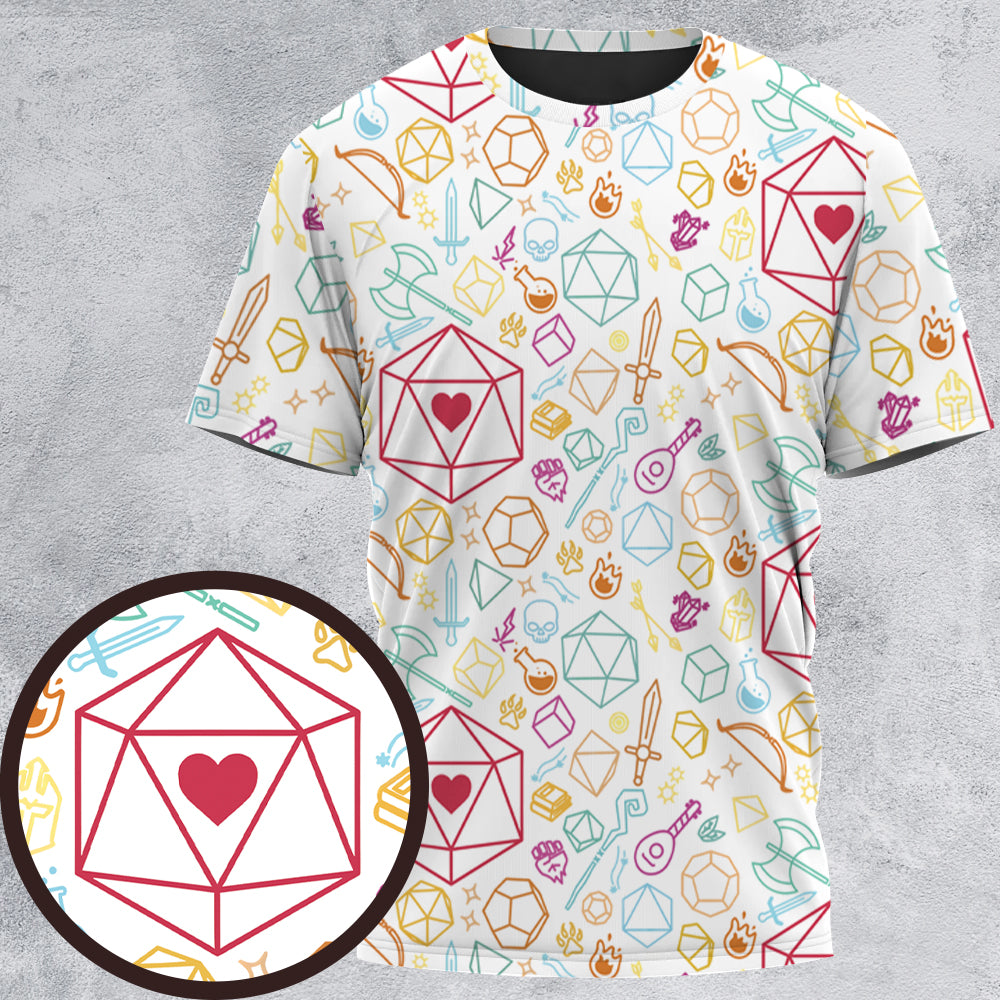 Dice Heart RPG All-Over Print Unisex T-Shirt