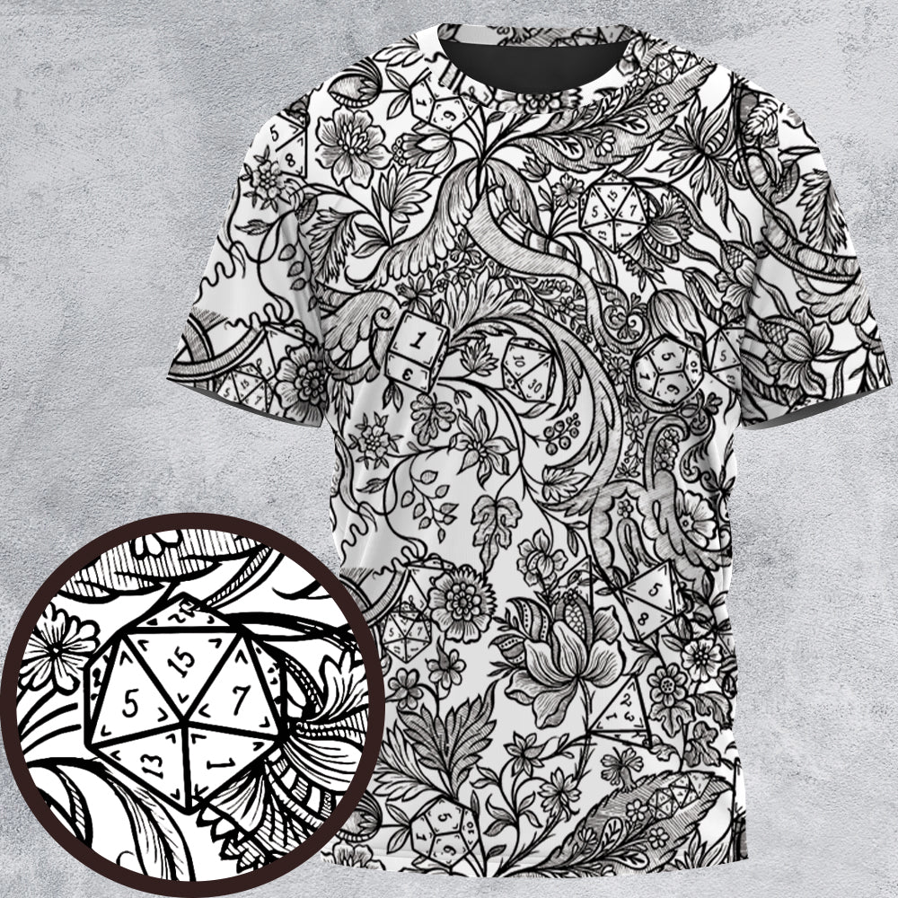 Fantasy Flower Dice All-Over Print Unisex T-Shirt