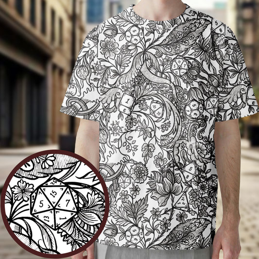 Fantasy Flower Dice All-Over Print Unisex T-Shirt