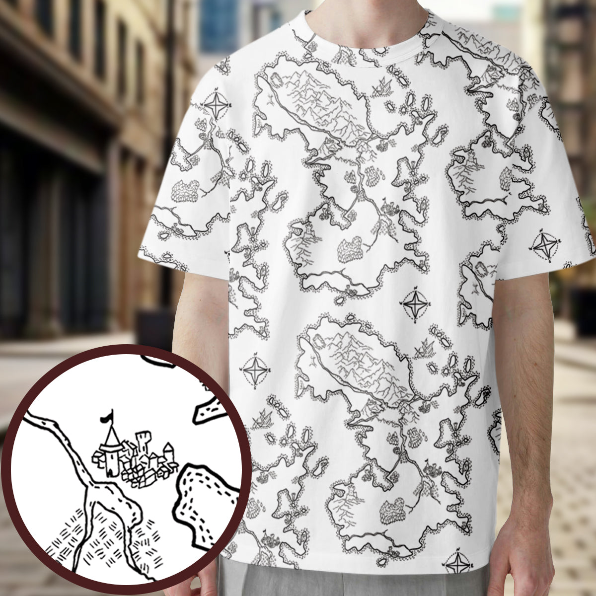 Fantasy Map For RPG All-Over Print Unisex T-Shirt