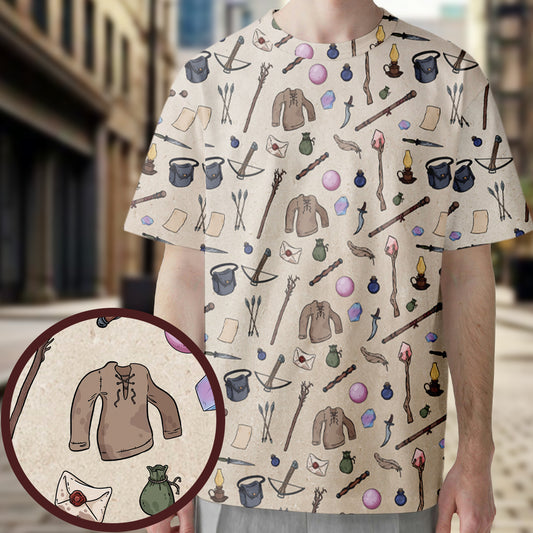 Sorcerer's Inventory All-Over Print Unisex T-Shirt