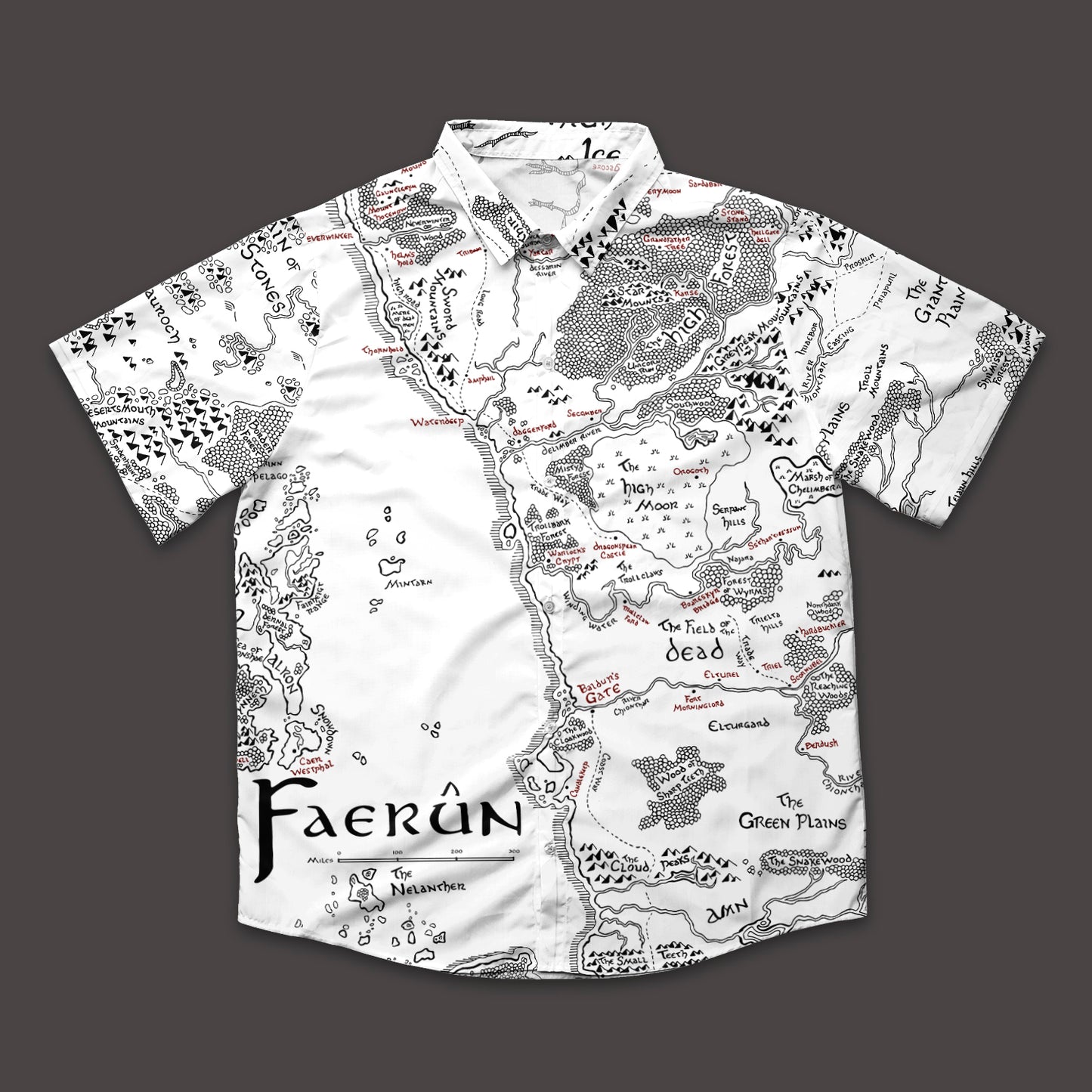 Tolkien Inspired Map of Faerun Button Down Shirt