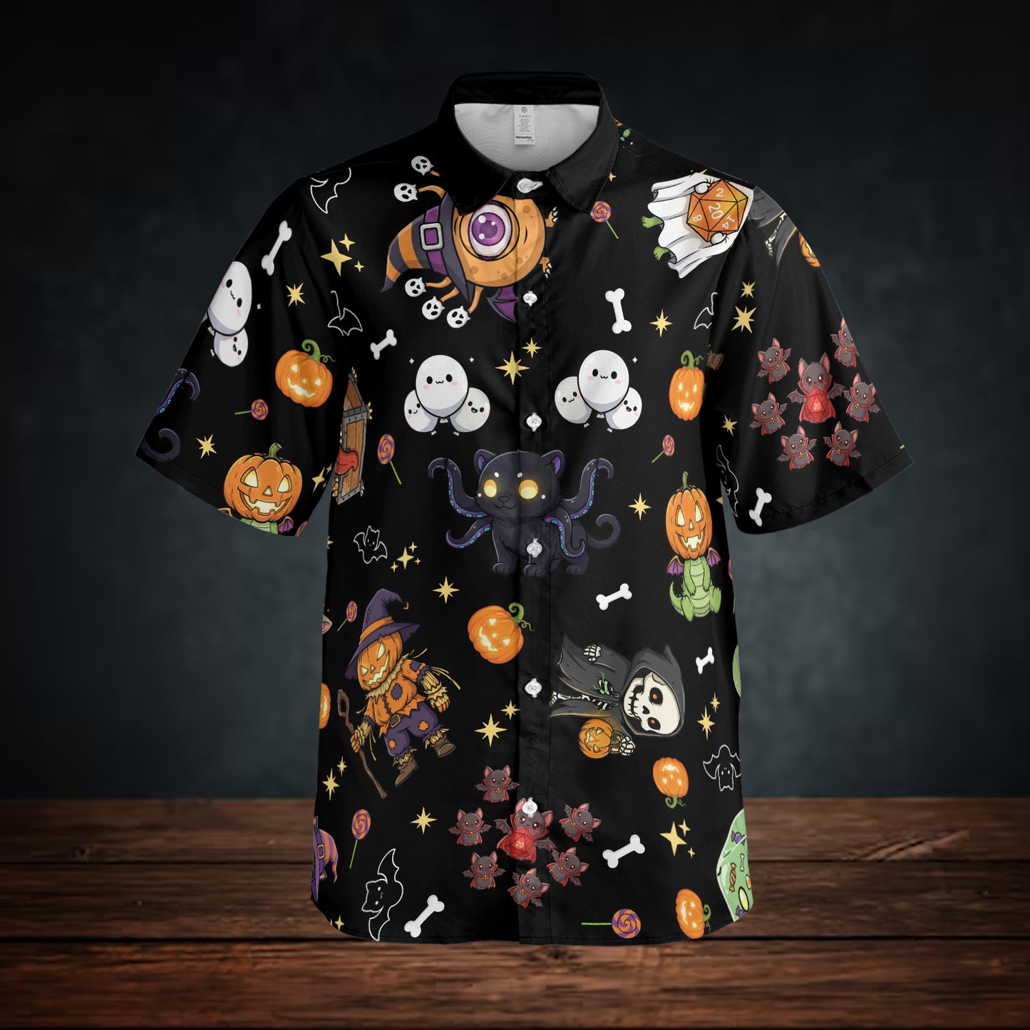 Cute Halloween DnD Monsters Button Down Shirt