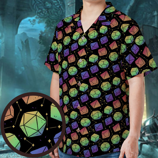 Rainbow Galaxy Dice Hawaiian Shirt