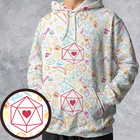 Dice Heart RPG All-over Print Hoodie