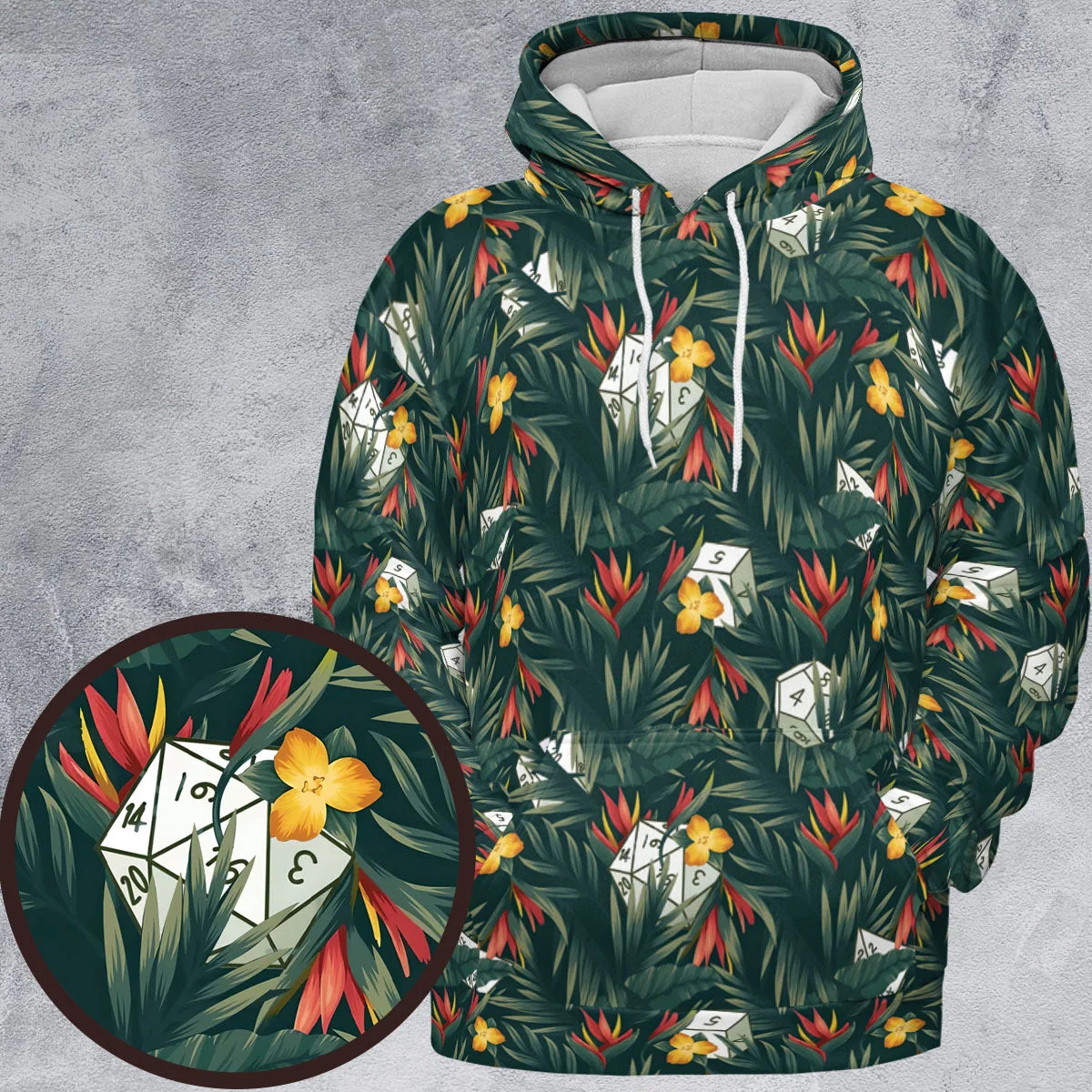 Tropical Dice Pattern All-over Print Hoodie